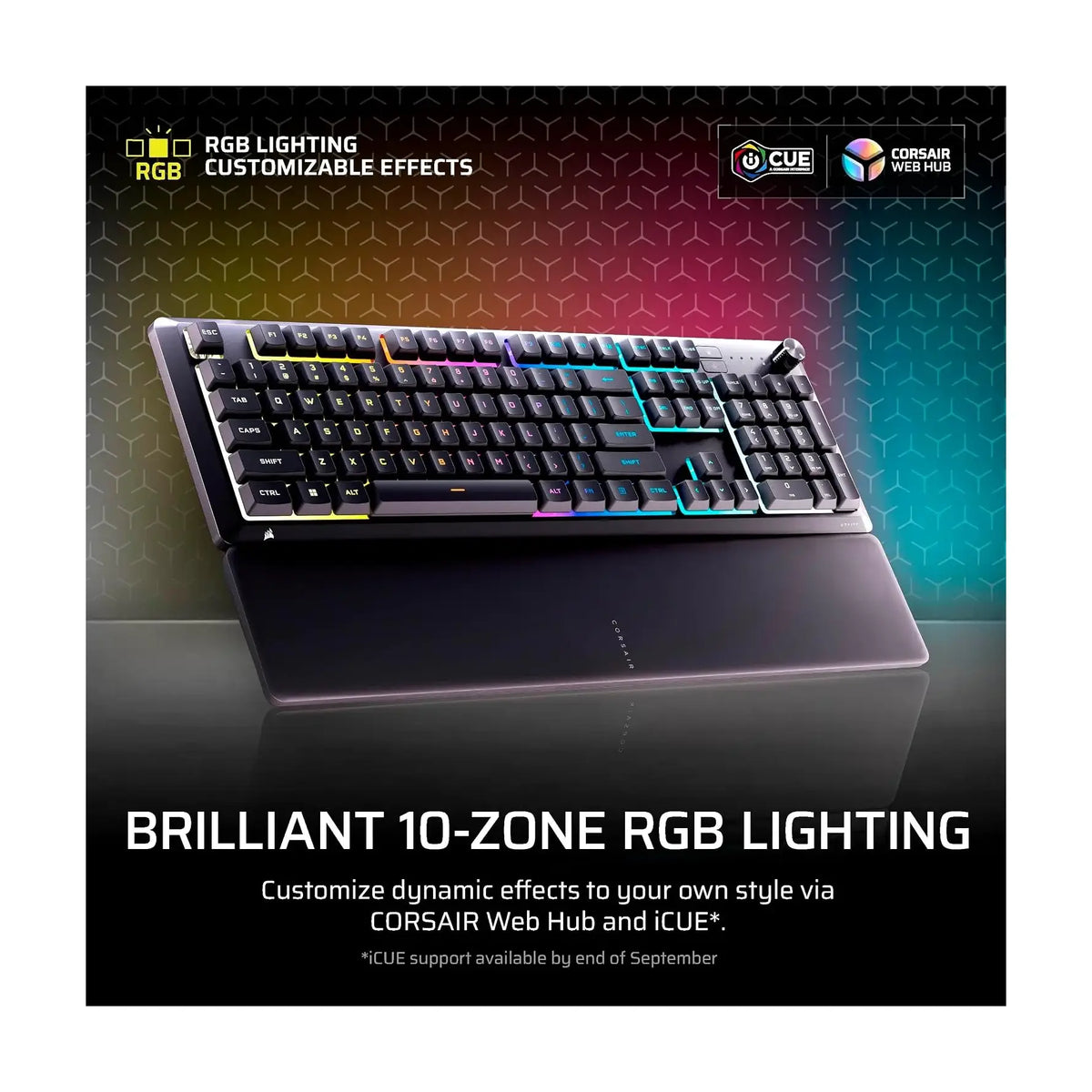 Corsair | Gaming Keyboard | SKIFF 100 | Wired | Backlit 10 zone RGB | Membrane | US | Black
