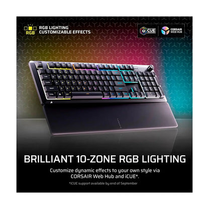 Corsair | Gaming Keyboard | SKIFF 100 | Wired | Backlit 10 zone RGB | Membrane | US | Black