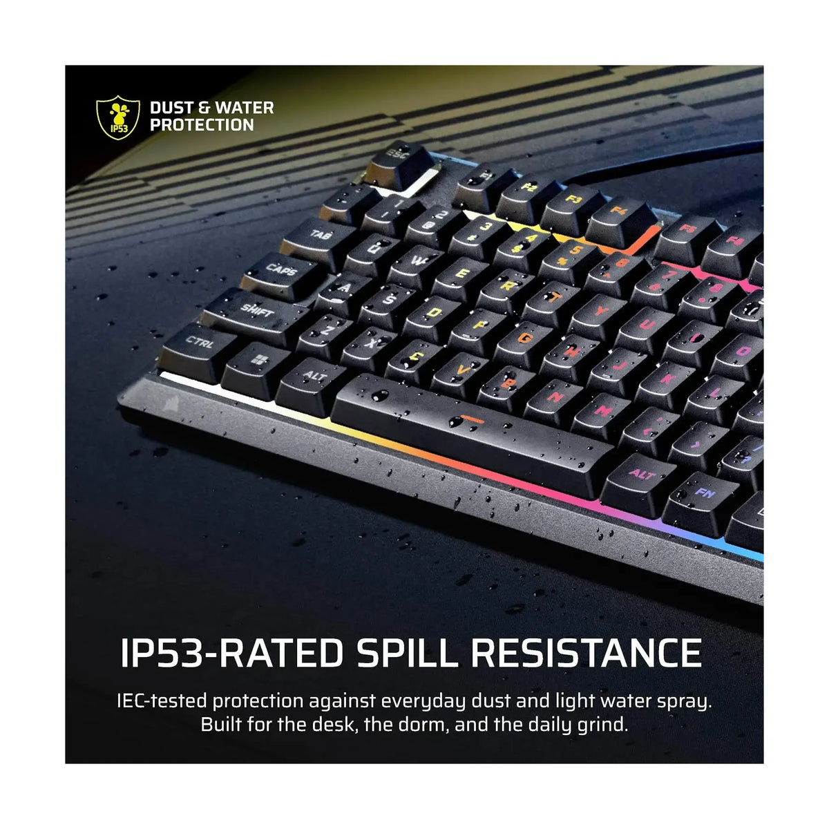 Corsair | Gaming Keyboard | SKIFF 100 | Wired | Backlit 10 zone RGB | Membrane | US | Black