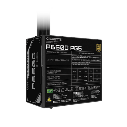 GIGABYTE | GP-P650G PG5 | P650G PCIE 5.1 | 650 W | 80 PLUS Gold | ATX 3.1
