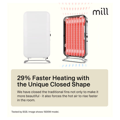 Mill | AB-H1000DN | Oil Filled Radiator | 1000 W | 3 Heat Settings | 12–16 m³ | White