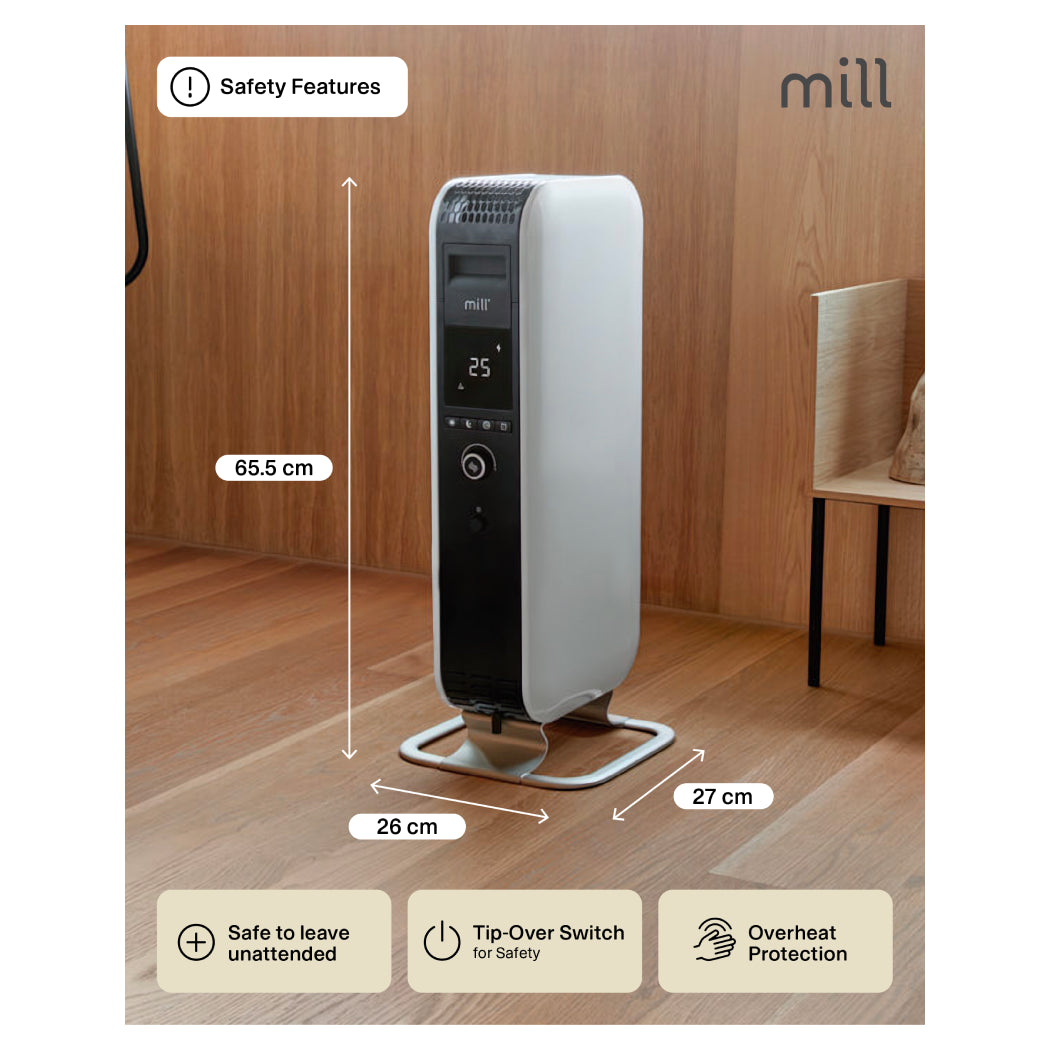 Mill | AB-H1000DN | Oil Filled Radiator | 1000 W | 3 Heat Settings | 12–16 m³ | White