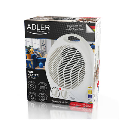 Adler | AD 7728 | Fan Heater | 2000 W | 2 Heat Settings | White