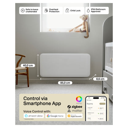 Mill | PA1000WIFI4 | Invisible Smart WiFi Panel Heater | 1000 W | 12–16 m² | White | IPX4