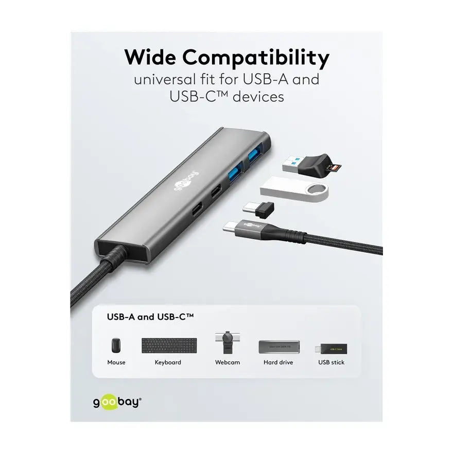 Goobay | Peripheral sharing and hubs | USB Hub | Ports Qty 4 | Grey