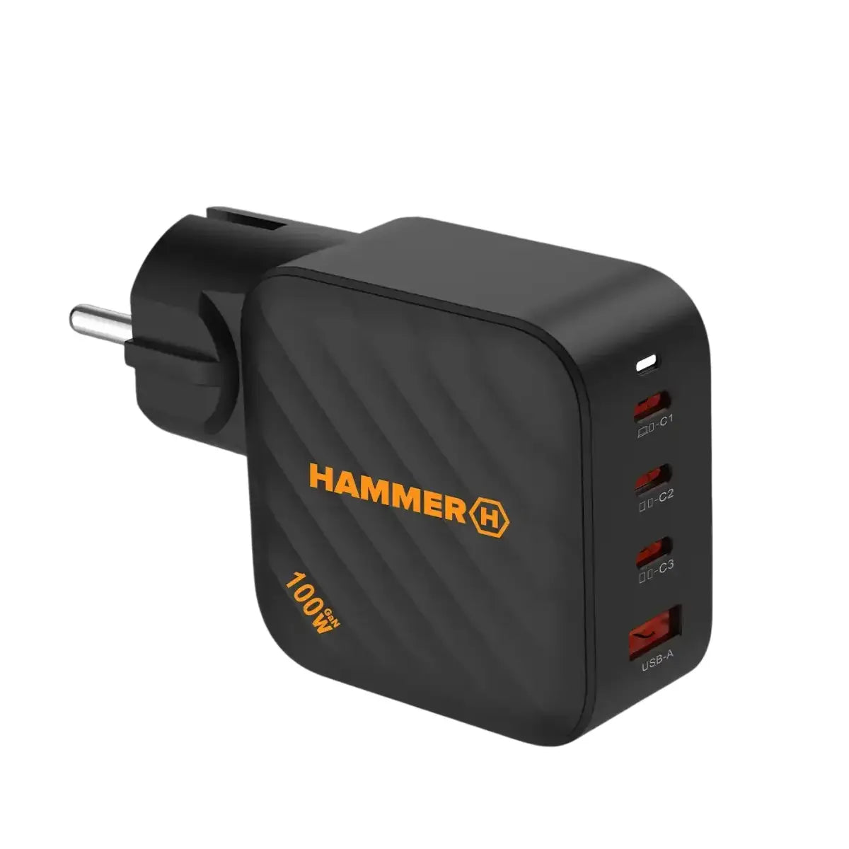 HAMMER | RapidCharge 100W Fast Charger Power Adapter | USB-C / USB-A | 100 W | Black