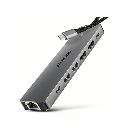 AXAGON | Docking station | DUAL 4K DISPLAY 7in1 Hub | HMC-7HX2 | 100 W | Grey