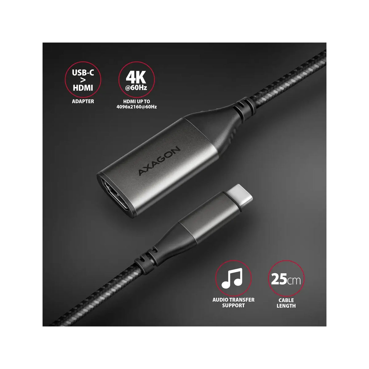 AXAGON | USB-C to HDMI 2.0a Active Adapter | RVC-HI2M | Black