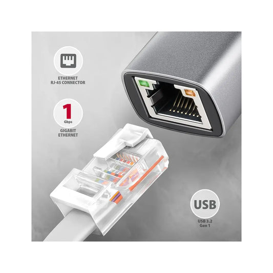 AXAGON | USB-C 3.2 Gen 1 to Gigabit Ethernet Adapter with PD 100W | ADE-TXPD | Grey