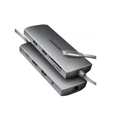 AXAGON | Docking station | HMC-8HLSA Multiport 9in1 USB-C Hub | 100 W | Grey