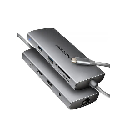 AXAGON | Docking station | HMC-8HLSA Multiport 9in1 USB-C Hub | 100 W | Grey
