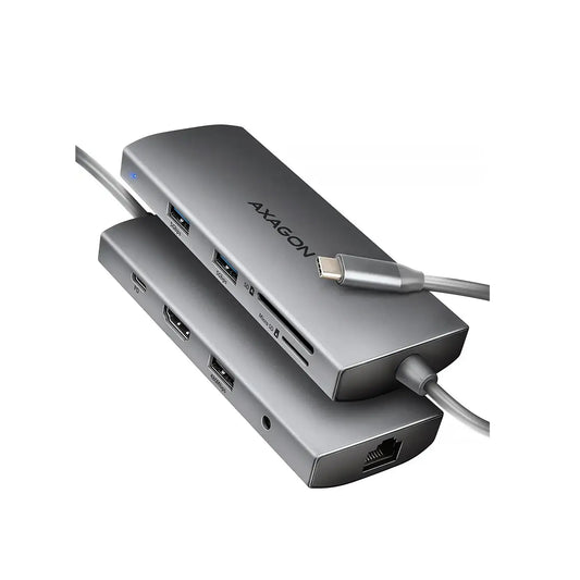 AXAGON | Docking station | HMC-8HLSA Multiport 9in1 USB-C Hub | 100 W | Grey