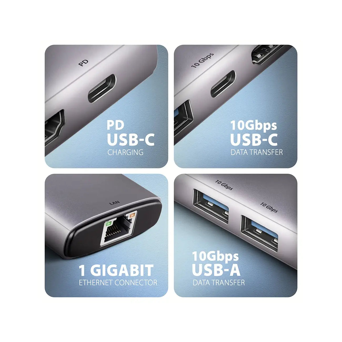 AXAGON | Docking station | HMC-6G2L SPEEDSTER 6in1 USB-C Hub | 100 W | Grey