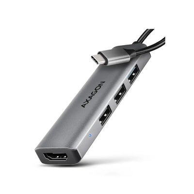 AXAGON | Docking station | HUE-H3A STARTER 4in1 USB-C Hub | Grey