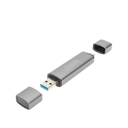 Digitus | Dual Card Reader Hub USB-C / USB 3.0 OTG | DA-70886 | USB-C & USB-A | Grey