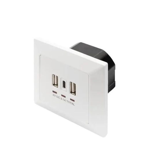 Digitus | Flush-Mounted Wall Socket with USB-A & USB-C Ports | DA-70618 | White