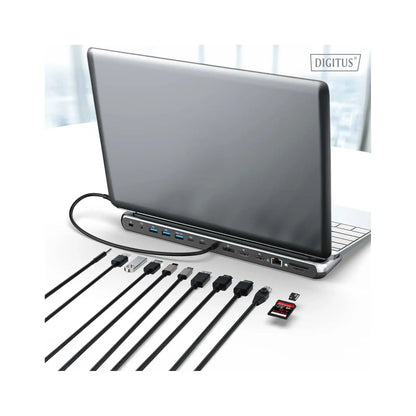 Digitus | USB-C 8K Multi-Port 12in1 Docking Station | DA-70919 | USB-C | 100 W | Grey