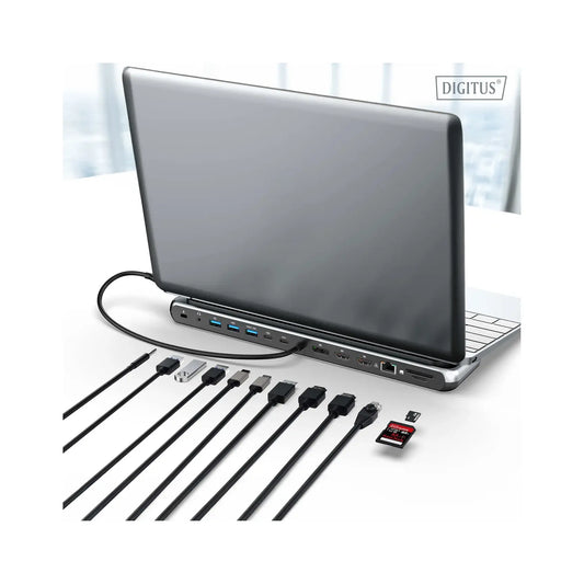 Digitus | USB-C 8K Multi-Port 12in1 Docking Station | DA-70919 | USB-C | 100 W | Grey