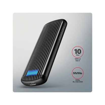 AXAGON | USB-C 10Gbps M.2 NVMe SSD RIBBED Box | EEM2-SC | Black