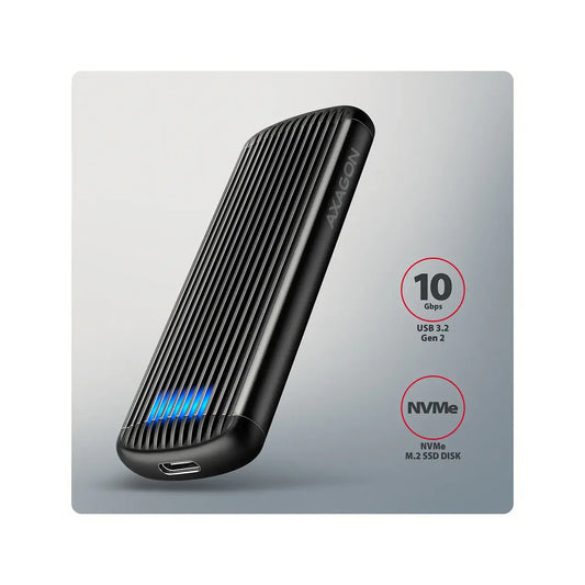 AXAGON | USB-C 10Gbps M.2 NVMe SSD RIBBED Box | EEM2-SC | Black