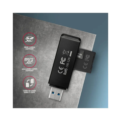 AXAGON | CRE-S2N SuperSpeed USB-A Dual Card Reader | CRE-S2N | Black