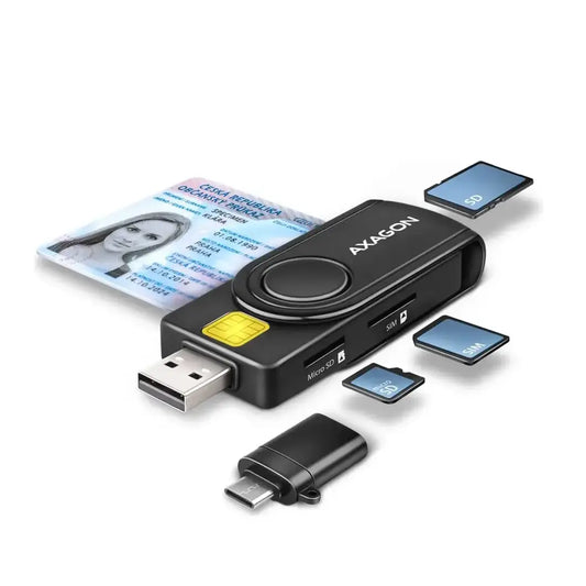 AXAGON | 4-Slot USB-A / USB-C Smart Card PocketReader | CRE-SMP2A | Black
