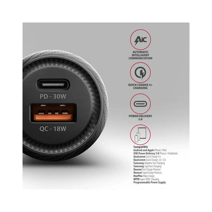 AXAGON | Dual Fast Car Charger 48 W | PWC-PQ48 | USB-A / USB-C | Black