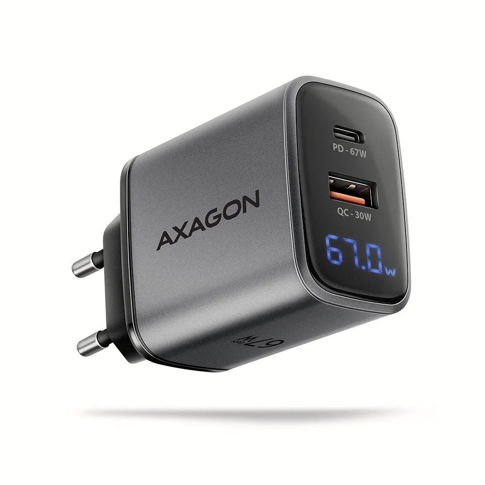 AXAGON | ACU-PQ67D GaN Wall Charger 67W | ACU-PQ67D | USB-A / 2x USB-C | White