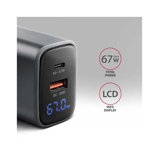 AXAGON | ACU-PQ67D GaN Wall Charger 67W | ACU-PQ67D | USB-A / 2x USB-C | White
