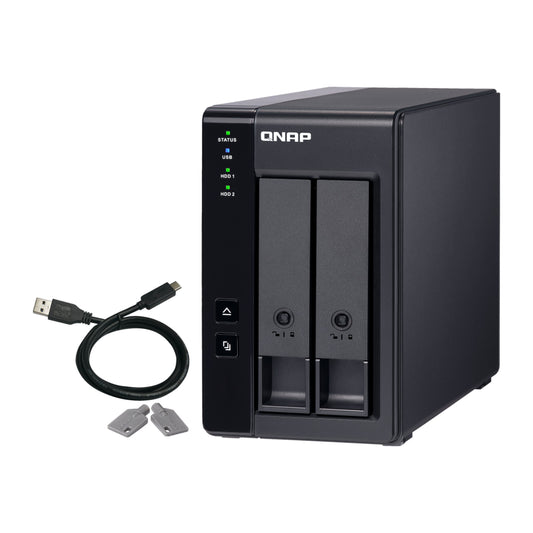 QNAP | TR-002 | 2-Bay USB-C Direct Attached Storage | Hardware RAID | 2 × 3.5" | Black