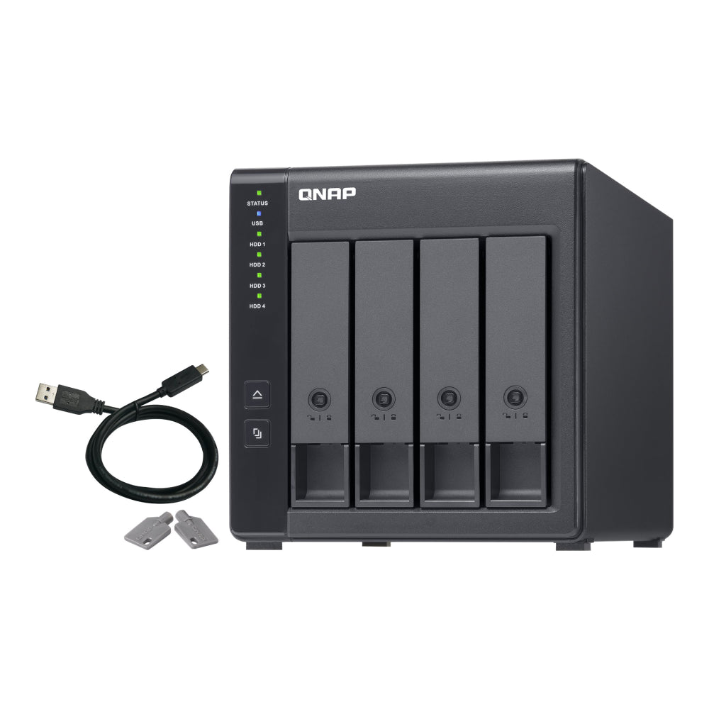 QNAP | TR-004 | 4-Bay USB-C Direct Attached Storage | Hardware RAID | 4 × SATA | Black