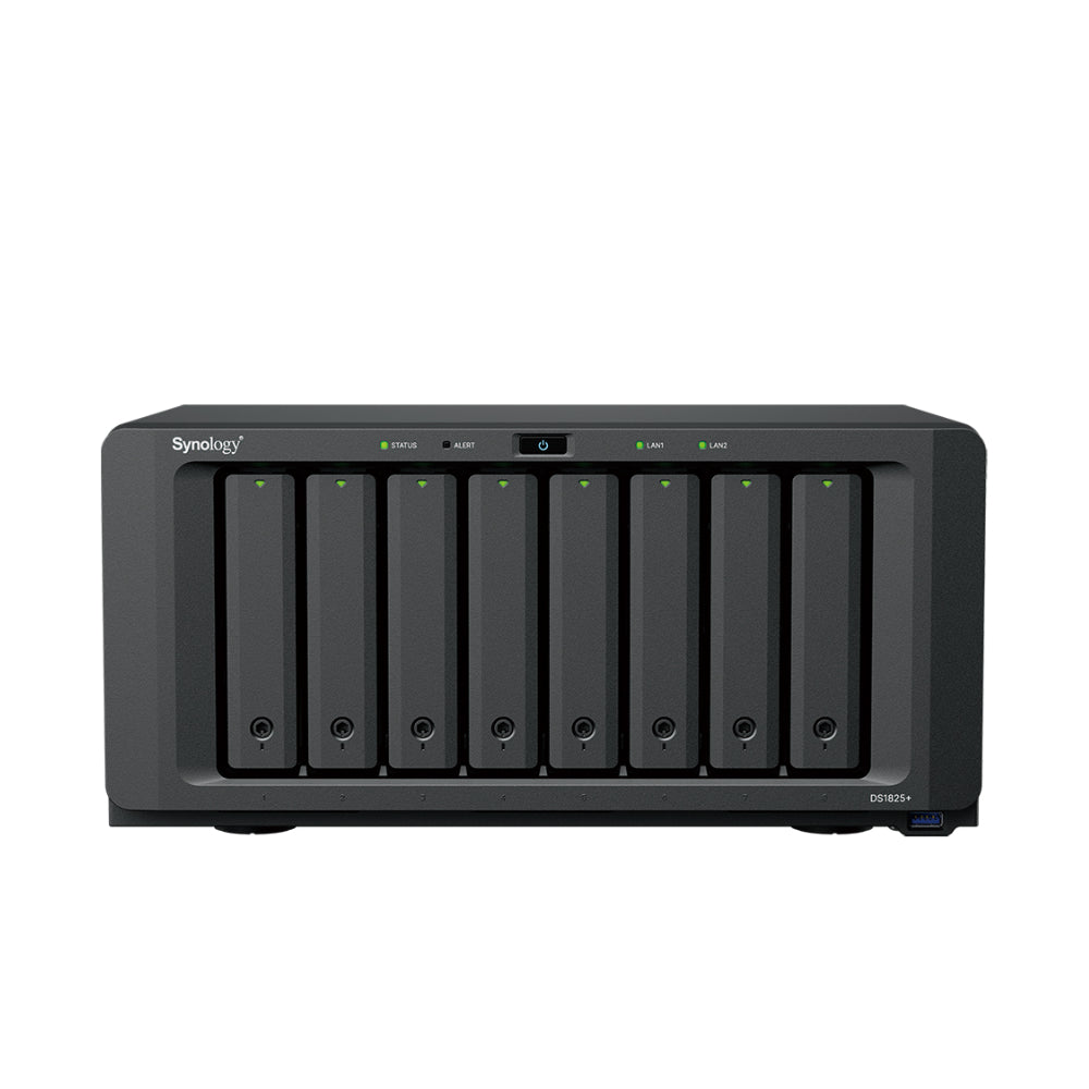 Synology | DS1825+ | NAS 8 baies | AMD Ryzen V1500B | 8 Go DDR4 ECC | Double 2,5 GbE | Noir