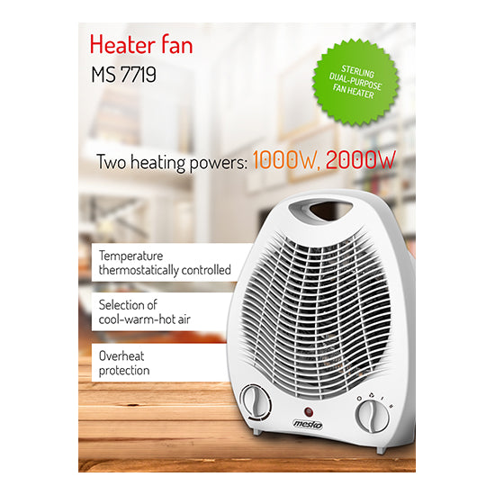Mesko | MS 7719 | Fan Heater | 2000 W | White