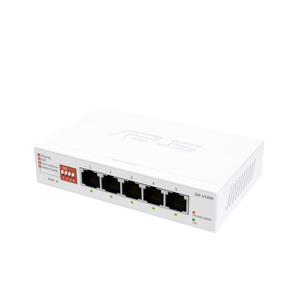 ASUS | 90IG09Z0-MO3B00 | QG-U1050 | 5-Port 2,5-Gigabit-Ethernet-Switch | Unmanaged | Weiß