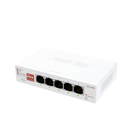 ASUS | 90IG09Z0-MO3B00 | QG-U1050 | 5-Port 2.5 Gigabit Ethernet Switch | Unmanaged | White