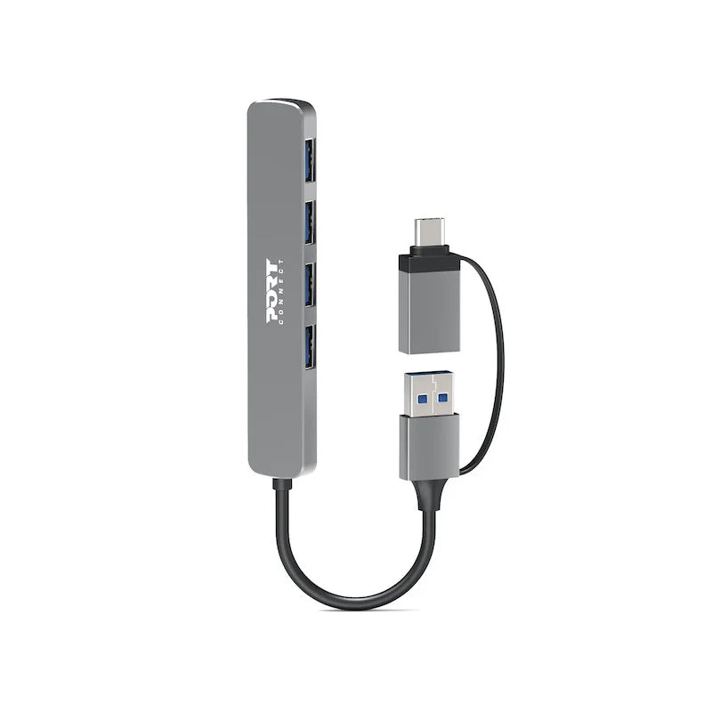 PORT DESIGNS | Hub USB-C/USB-A vers 4 ports USB-A 3.0 5Gbps | Noir