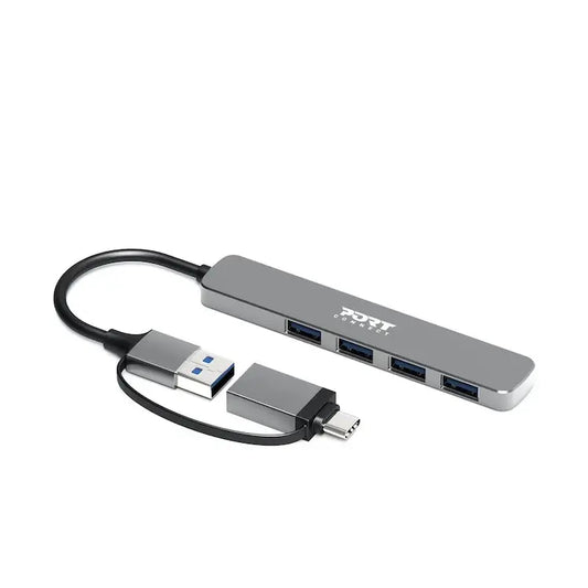 PORT DESIGNS | Hub USB-C/USB-A vers 4 ports USB-A 3.0 5Gbps | Black