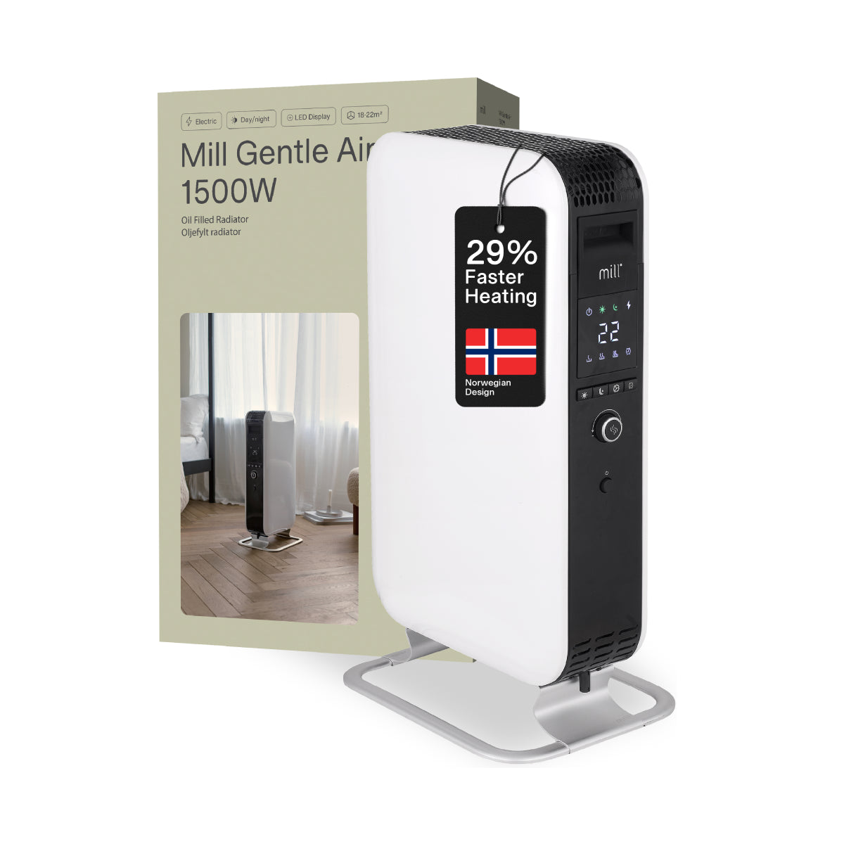 Mill | AB-H1500DN | Oil Filled Radiator | 1500 W | 16–24 m² | White