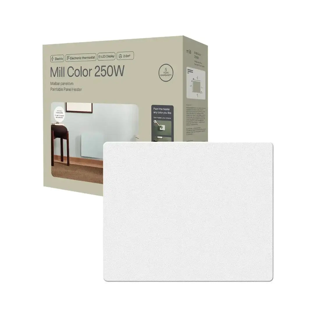 Mill | Color Panel Heater | COLOR250 | 250 W | Matte White
