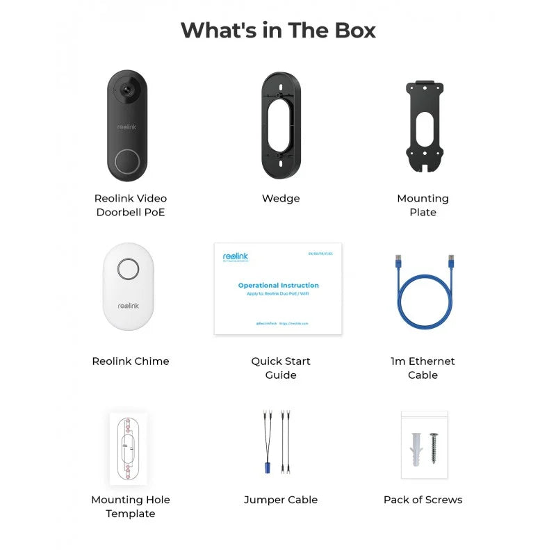 Reolink | DB2K03B | Smart 2K+ Wi-Fi Video Doorbell with Chime | Black