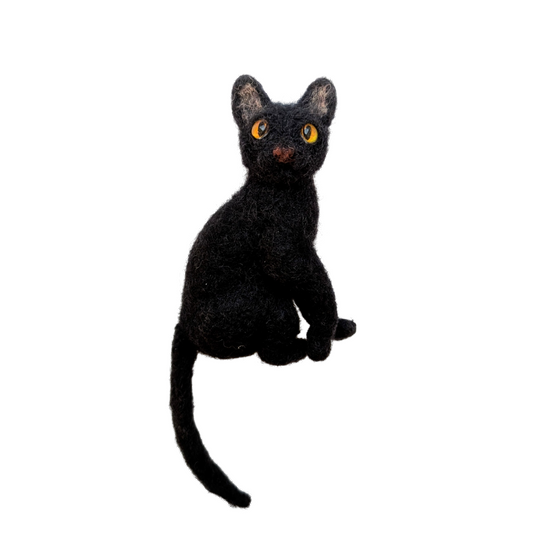 "Flow" inspired Black Cat Figurine | Handmade | Black