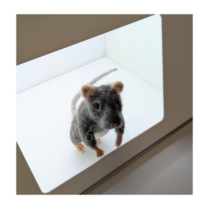 Felted sculpture of a rat | Handmade | Grey