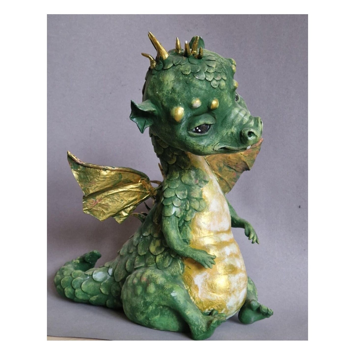 Unique Artistic Doll | Handmade | Green dragon | Protection, Energy, Good luck