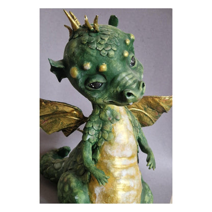 Unique Artistic Doll | Handmade | Green dragon | Protection, Energy, Good luck