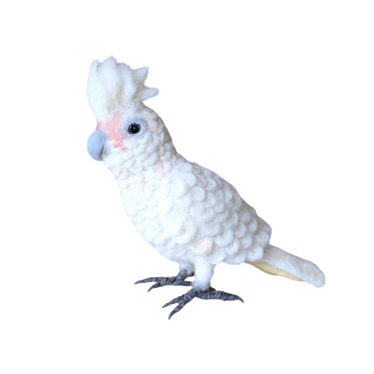 Felted sculpture of a Cockatoo Goffin | Handmade | White