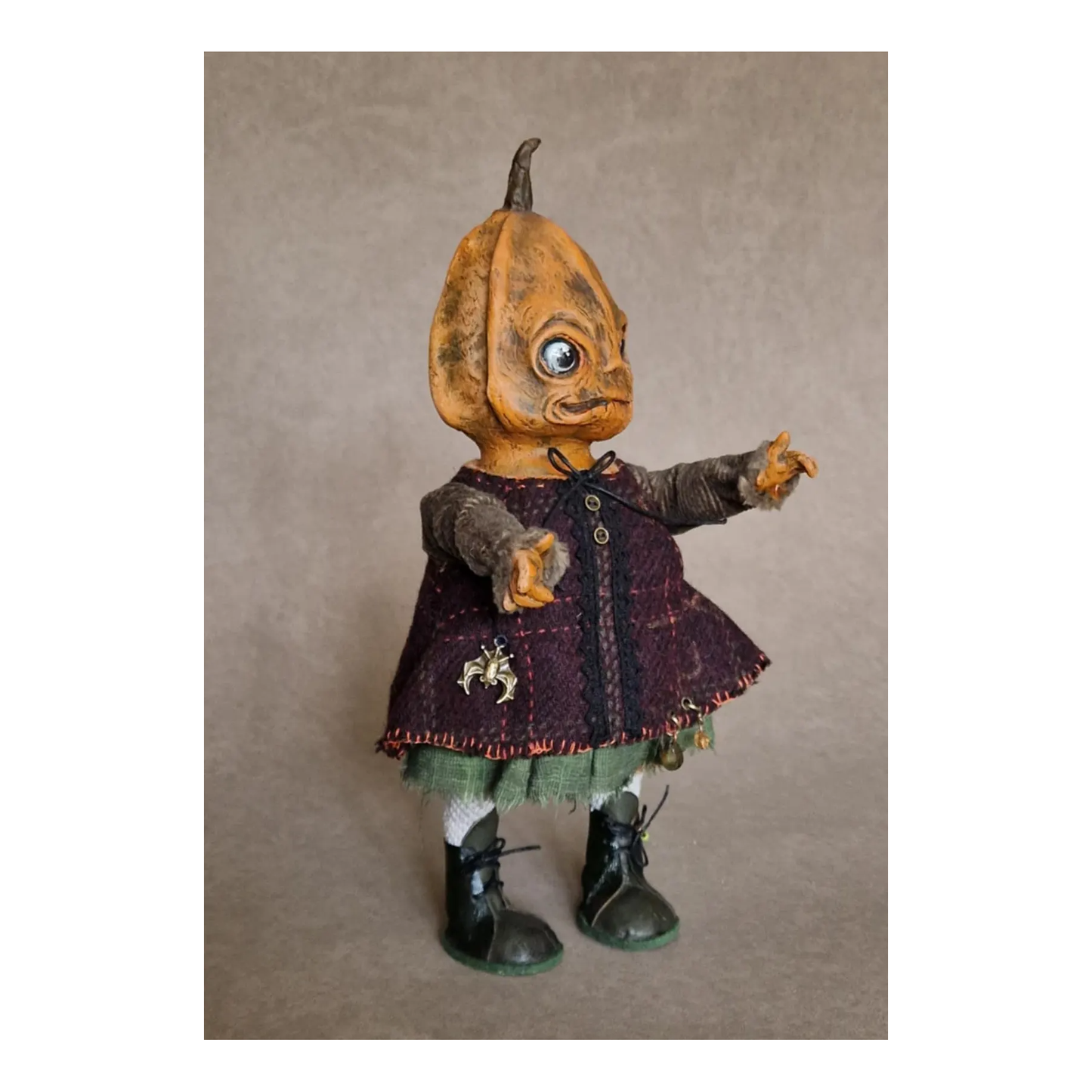 Poupée artistique unique | Faite main | Poupée citrouille | Halloween