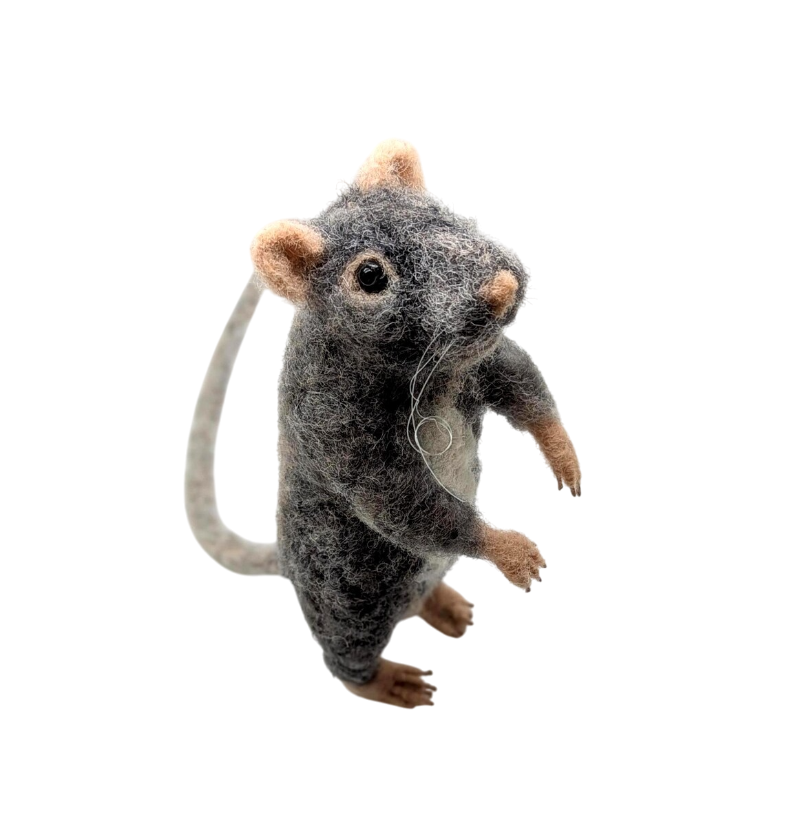 Felted sculpture of a rat | Handmade | Grey