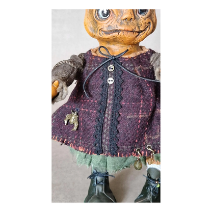 Poupée artistique unique | Faite main | Poupée citrouille | Halloween