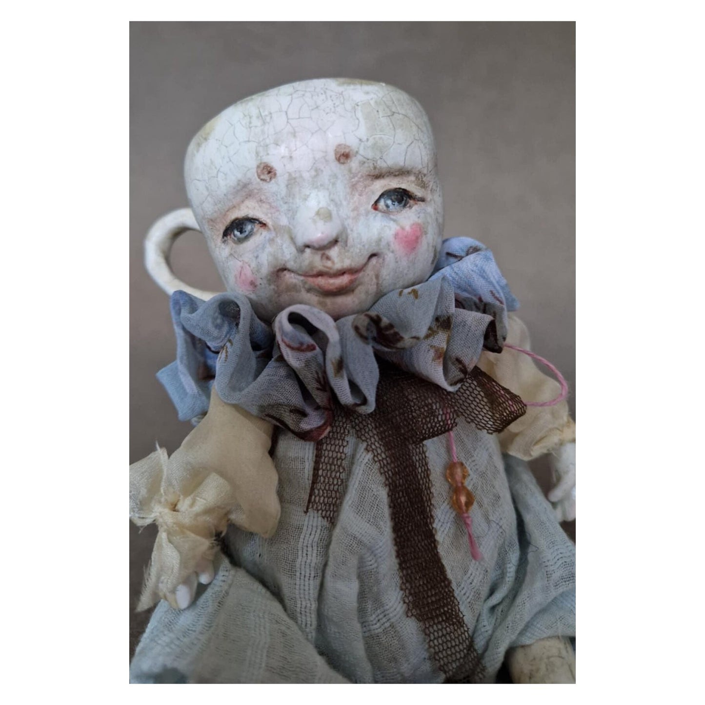 Poupée artistique unique | Faite main | Petite tasse à thé | Pays des merveilles