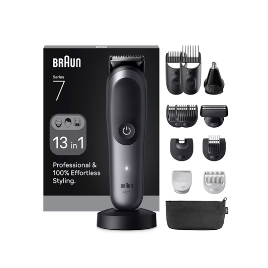 Braun 13in1 Grooming Kit | All-in-One Series 7 AIO7560 | Cordless | Number of length steps 14 | Black/Grey
